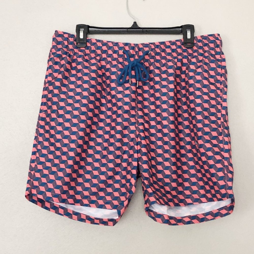 NWT IKE BEHAR Rose Optical Cube Swim Shorts SZ L